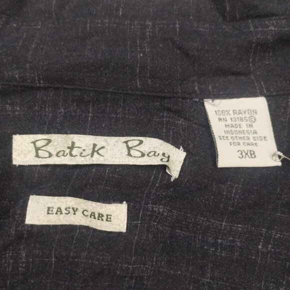 Batik Bay Men's Black Hawaiian Shirt/Button Up Sz3XB SKU3907 - Picture 4 of 9